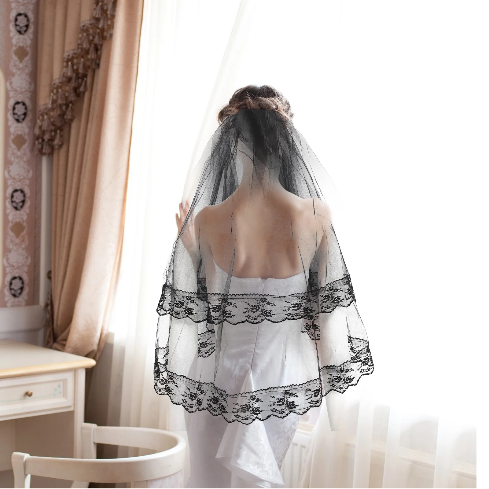 Double Layer Lace Veil Bride Black Wedding Decorations Cathedral Comb Mesh Bachelorette Party Bridal
Double Layer Lace Veil Bride Black Wedding Decorations Cathedral Comb Mesh Bachelorette Party Bridal