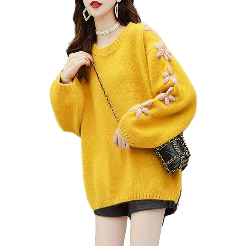 Retro Aesthetic Ladies Pullover Loose Street Style Korean Pop Autumn/Winter Sweater Daisy Preppy Tops Harajuku Cute Knitwear 
Retro Aesthetic Ladies Pullover Loose Street Style Korean Pop Autumn/Winter Sweater Daisy Preppy Tops Harajuku Cute Knitwear