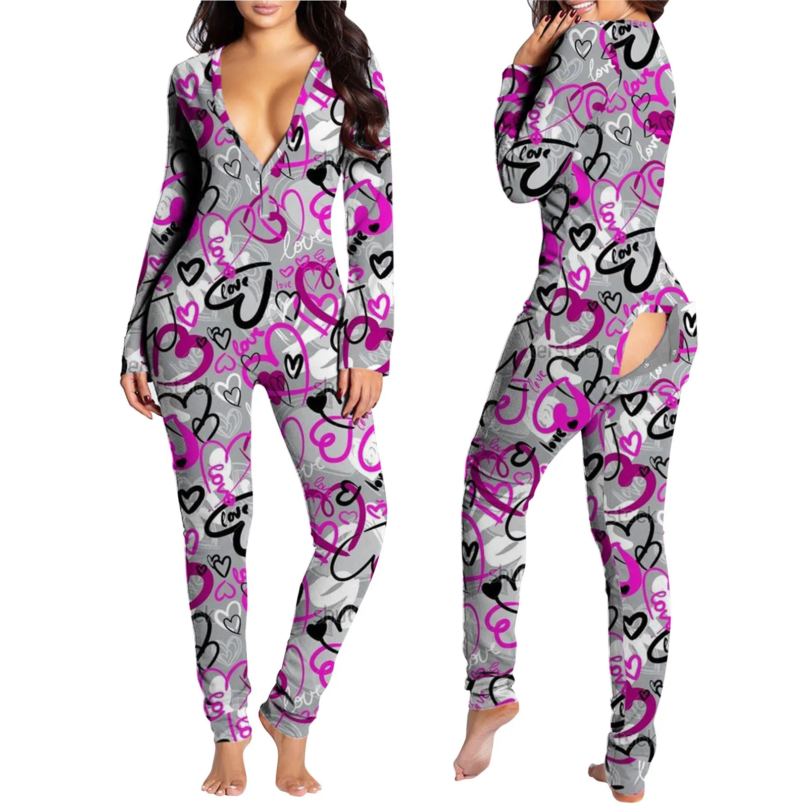 Пикантный женский Пижамный комбинезон на пуговицах спереди функциональный комбинезон на пуговицах с V-образным вырезом и длинным рукавом ж...
Пикантный женский Пижамный комбинезон на пуговицах спереди функциональный комбинезон на пуговицах с V-образным вырезом и длинным рукавом ж...