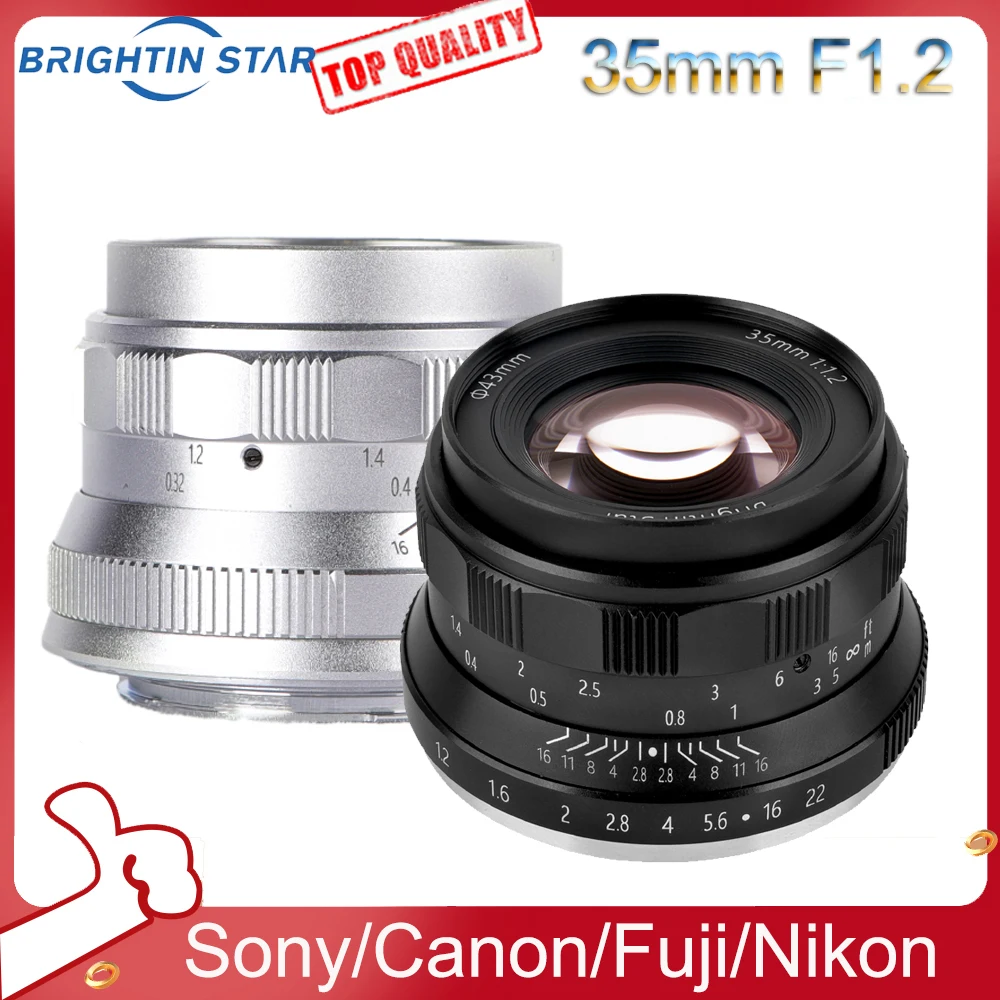 Ручной фокус Brightin Star 35 мм F1.2 Для беззеркальных камер Fujifilm Fuji X FX Canon EF-M Sony E M4/3 Nikon Z Mount
Ручной фокус Brightin Star 35 мм F1.2 Для беззеркальных камер Fujifilm Fuji X FX Canon EF-M Sony E M4/3 Nikon Z Mount