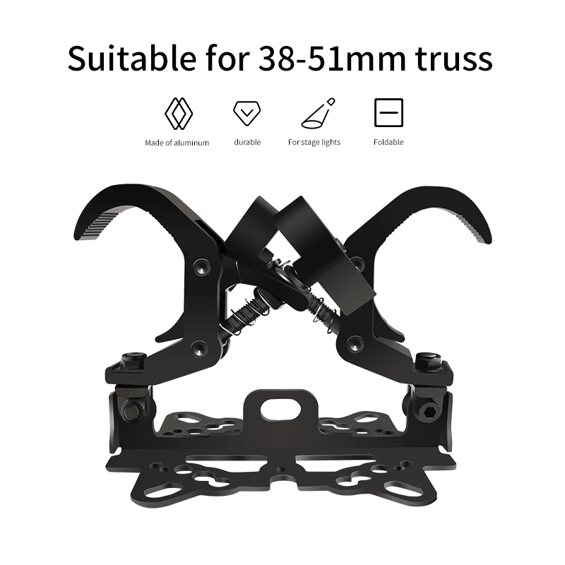 Складной зажим для сценического освещения, алюминиевый ферменный зажим для труб, несущий 200 кг, подходит для аксессуаров для лучей мощностью 230 Вт
Складной зажим для сценического освещения, алюминиевый ферменный зажим для труб, несущий 200 кг, подходит для аксессуаров для лучей мощностью 230 Вт