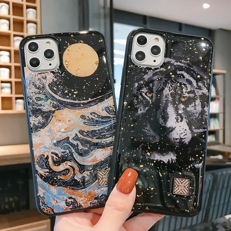 Gold Foil Tiger moon phone cases For iphone 13 12 11 Pro XS max Mini X XR Silicone case For iphone 7 8 plus Marble Glitter cover
Gold Foil Tiger moon phone cases For iphone 13 12 11 Pro XS max Mini X XR Silicone case For iphone 7 8 plus Marble Glitter cover