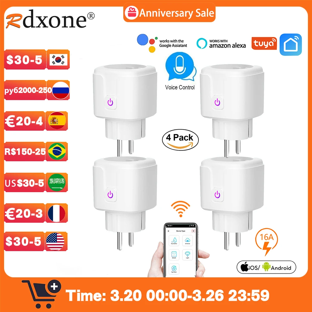WIFI smart plug 16A EU WiFi Socket With Timing APP Control,Compatible Alexa Google Home
WIFI smart plug 16A EU WiFi Socket With Timing APP Control,Compatible Alexa Google Home