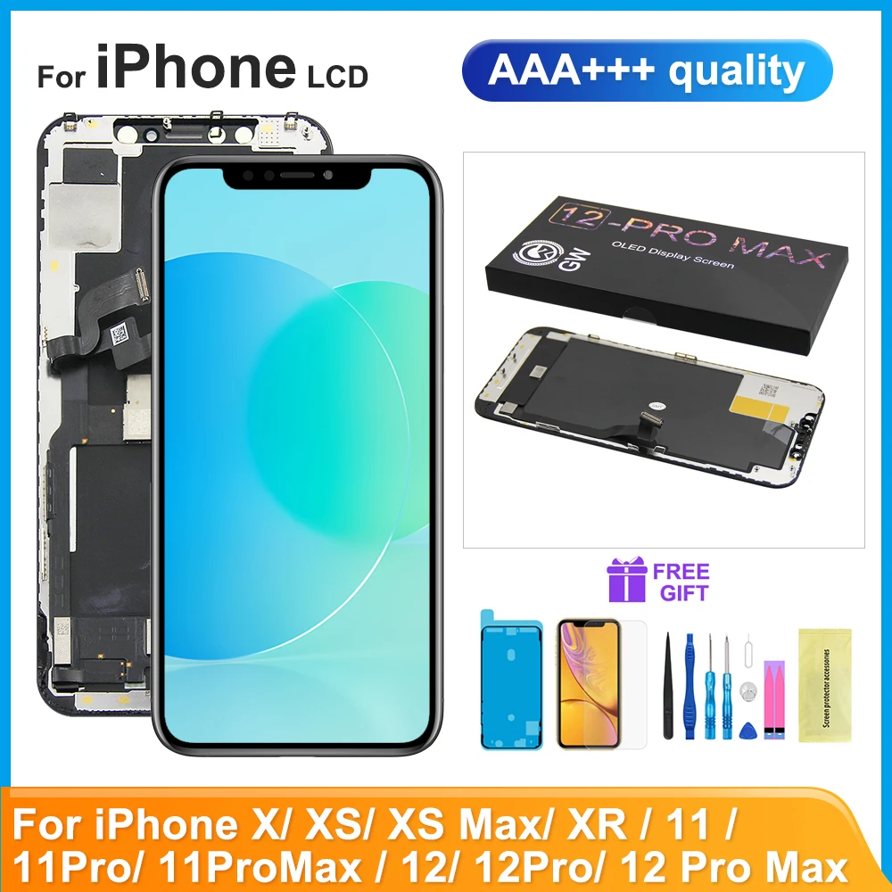 Дисплей AAA + для iPhone X XS Max XR, ЖК-дисплей с сенсорным экраном и дигитайзером для замены iPhone 11, 12 Pro Max
Дисплей AAA + для iPhone X XS Max XR, ЖК-дисплей с сенсорным экраном и дигитайзером для замены iPhone 11, 12 Pro Max
