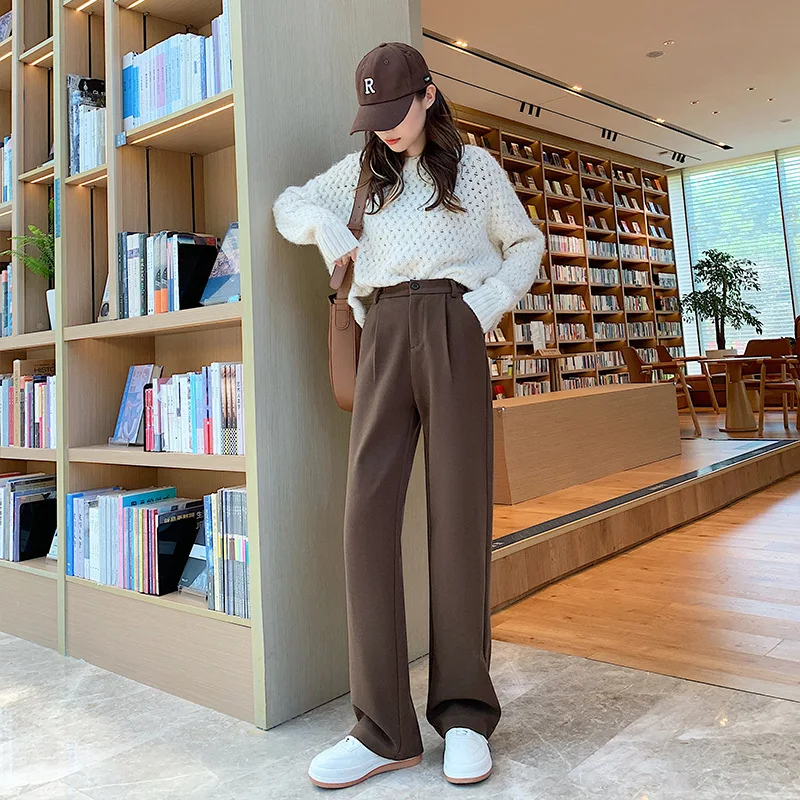Woolen wide leg pants women's pants spring autumn winter loose high waist straight casual pants all-match thin mopping trousers
Woolen wide leg pants women's pants spring autumn winter loose high waist straight casual pants all-match thin mopping trousers