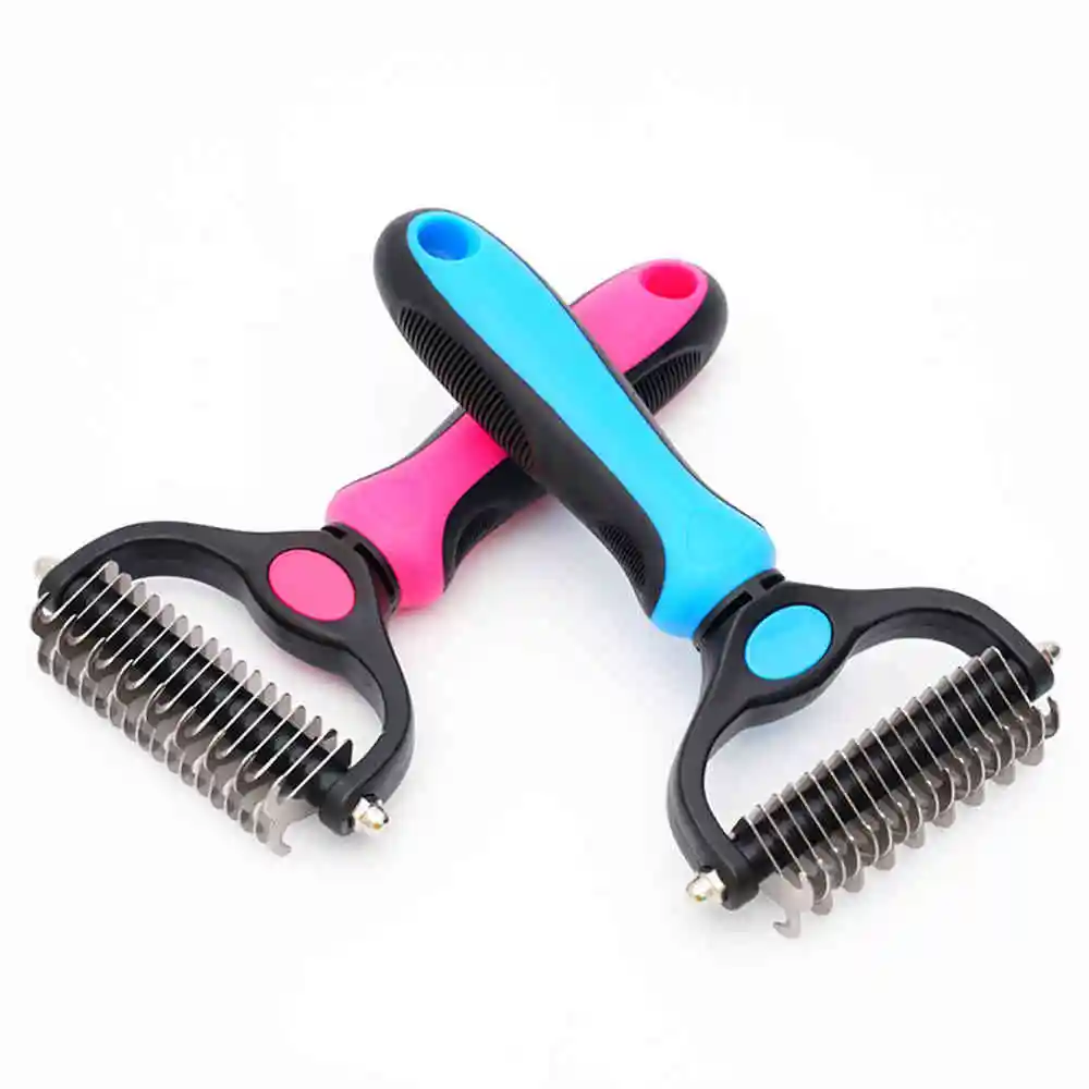 Trimming Tool Cutter Double Cat Comb Pet Grooming Dematting Dog Puppy Fur Long Curly Knot Shedding Detangler Brush Hair Sided
Trimming Tool Cutter Double Cat Comb Pet Grooming Dematting Dog Puppy Fur Long Curly Knot Shedding Detangler Brush Hair Sided