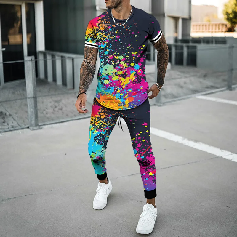 Summer 3D Print Splatter Colorful Paint Stains Casual Men's T-shirt+Long Pants 2 Pieces Set O-neck Streetwear Harajuku Oufits
Summer 3D Print Splatter Colorful Paint Stains Casual Men's T-shirt+Long Pants 2 Pieces Set O-neck Streetwear Harajuku Oufits