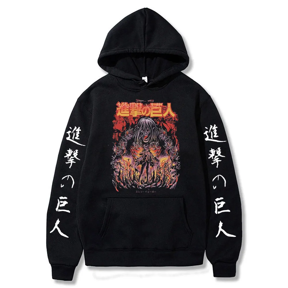 Attack on Titan Hoodie Anime Eren Yeager Graphic Print Hooded Sweatshirt Pullover Harajuku Streetwear Unisex Black Hoodie
Attack on Titan Hoodie Anime Eren Yeager Graphic Print Hooded Sweatshirt Pullover Harajuku Streetwear Unisex Black Hoodie