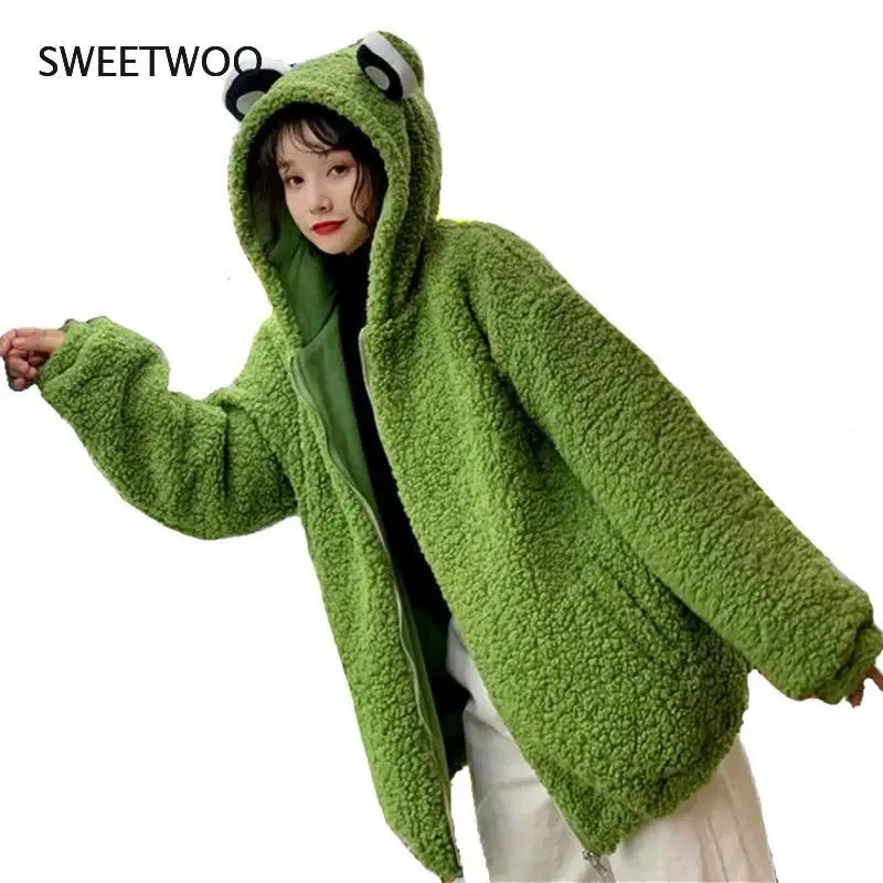 2022 Autumn Winter Frog Eyes Hooded Sweatshirt Zip-Up Plush Fleece Oversized Hoodies Women Thicken Keep Warm Kawaii Outwear Top
2022 Autumn Winter Frog Eyes Hooded Sweatshirt Zip-Up Plush Fleece Oversized Hoodies Women Thicken Keep Warm Kawaii Outwear Top