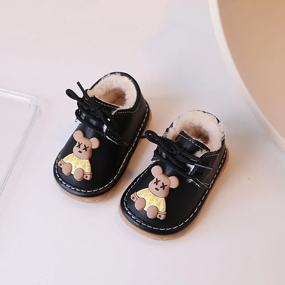 

Зимняя плюшевая обувь для малышей Infang, детские толстые теплые ботинки из искусственного меха для мальчиков и девочек, зимняя обувь на мягкой подошве для младенцев
