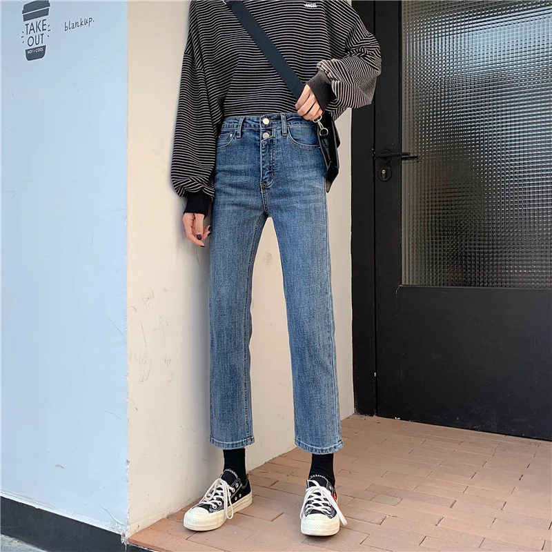 DD1411 New high-waisted slim nine-point straight-leg pants washed all-match jeans jeans
DD1411 New high-waisted slim nine-point straight-leg pants washed all-match jeans jeans