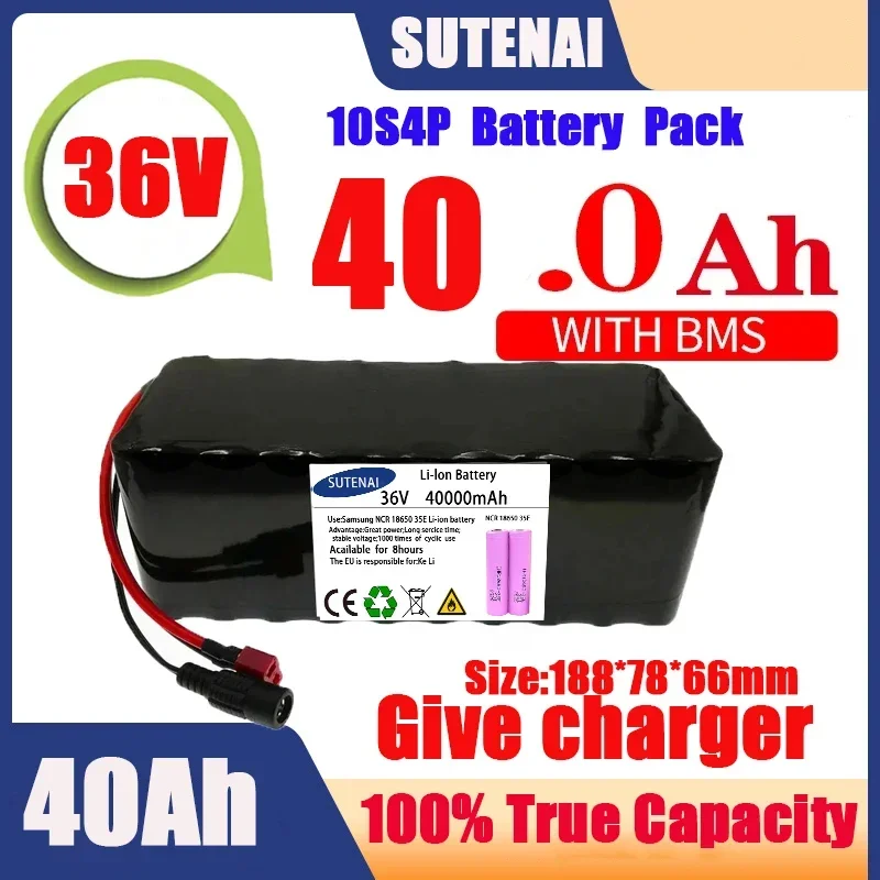 36V 120Ah Electric Bicycle Battery Built-in 40A BMS Lithium Battery Pack 36 Volt 2A Charging Ebike Battery + Charger 
36V 120Ah Electric Bicycle Battery Built-in 40A BMS Lithium Battery Pack 36 Volt 2A Charging Ebike Battery + Charger