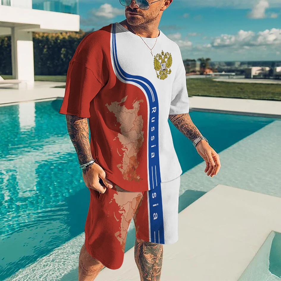 New Summer Men's Sports Suit T-shirt Men's National Flag Emblem Clothing 3d Square Geometric Print T-shirt and Shorts Set Tops
New Summer Men's Sports Suit T-shirt Men's National Flag Emblem Clothing 3d Square Geometric Print T-shirt and Shorts Set Tops