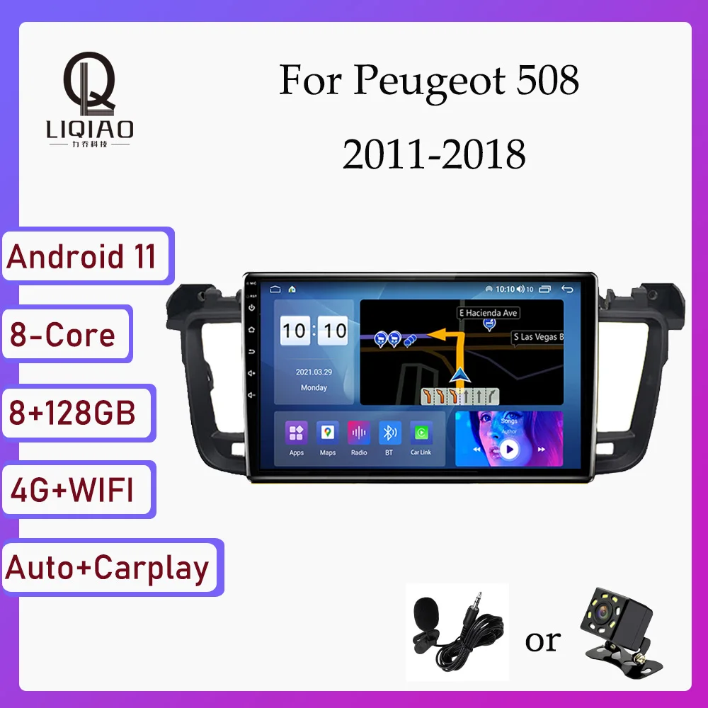 

2din Car Multimedia Video Player For Peugeot 508 2011-2018 Android 11 Navigation GPS QLED 1280*720 Touchscreen Bluetooth BT USB