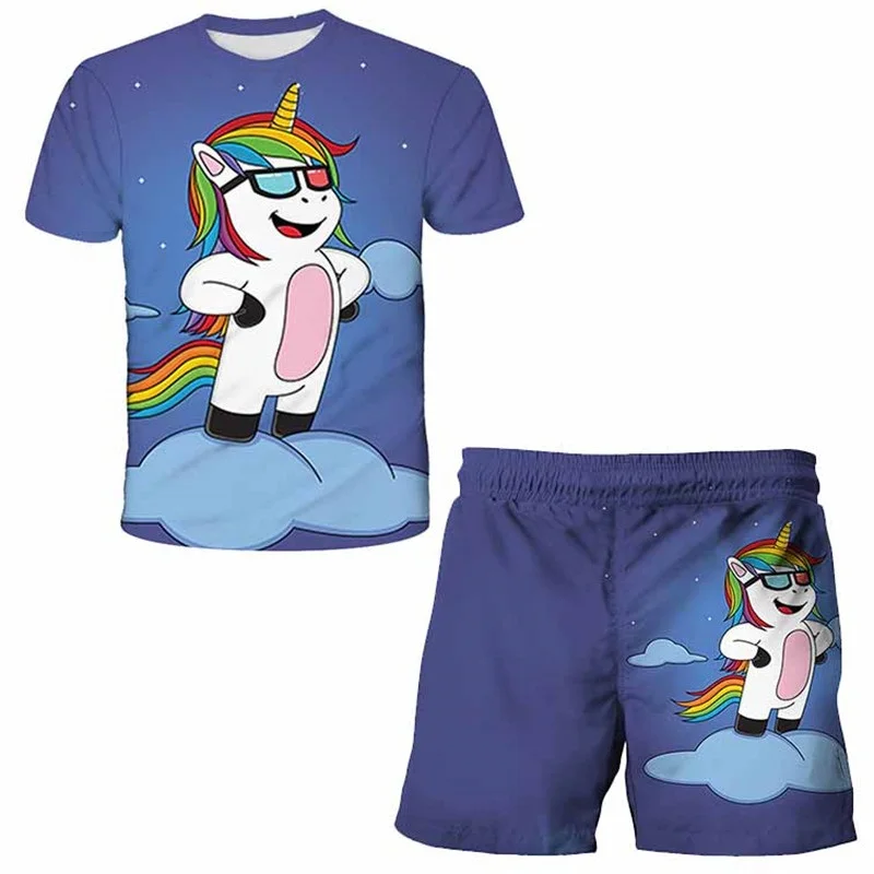 Summer Girls Unicorn Clothes Suits Children Fashion Boys Girls Cartoon T-Shirts Shorts 2Pcs set Casual Clothing Kids Tracksuits
Summer Girls Unicorn Clothes Suits Children Fashion Boys Girls Cartoon T-Shirts Shorts 2Pcs set Casual Clothing Kids Tracksuits