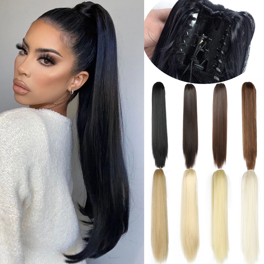 24inch Synthetic Long Straight Claw Clip On Straight Ponytail Hair Extension Ponytail Hair For Women Pony Tail Hair Hairpiece
24inch Synthetic Long Straight Claw Clip On Straight Ponytail Hair Extension Ponytail Hair For Women Pony Tail Hair Hairpiece