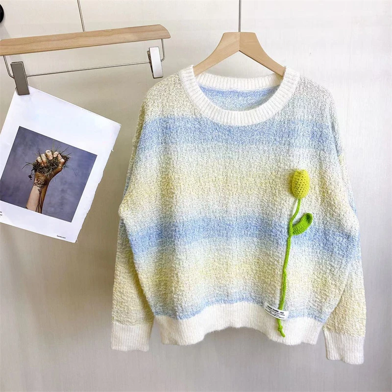 Women Color Block Floral Detail Sweater Korean Fashion 2023 Autumn Winter New In
Women Color Block Floral Detail Sweater Korean Fashion 2023 Autumn Winter New In