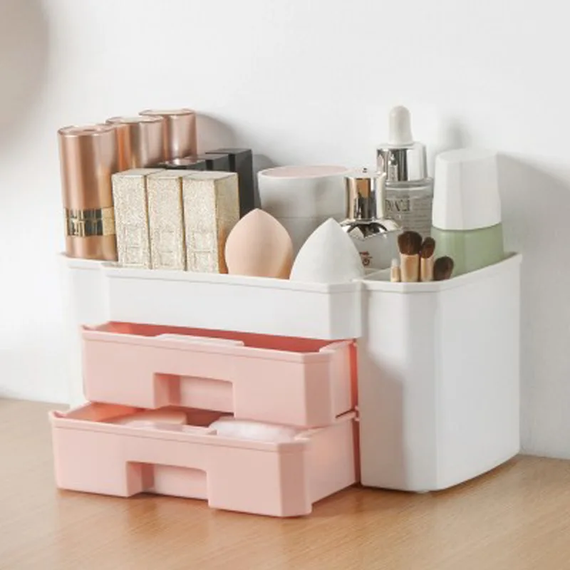 

Acrylic Plastic Makeup Organizer Storage Box with Drawer Cotton Swab Stick Storage Case Lipstick Organizer Brush Holder Makeup