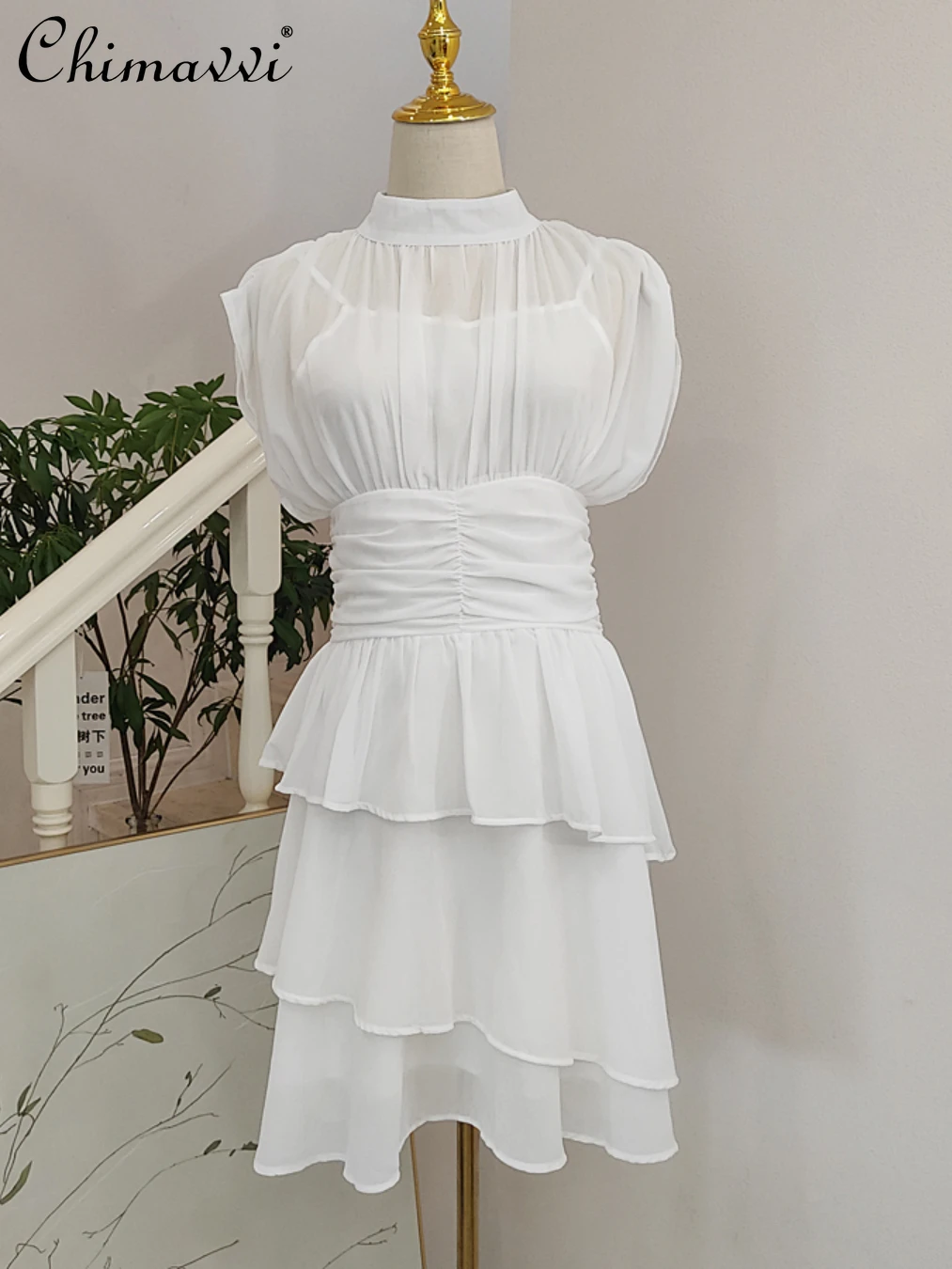 2022 Summer New Women's Fashion Elegant Ruffled Pleated Dress Ladies Simple Solid Fake Two-Piece A-line Chiffon Above Knee Dress
2022 Summer New Women's Fashion Elegant Ruffled Pleated Dress Ladies Simple Solid Fake Two-Piece A-line Chiffon Above Knee Dress