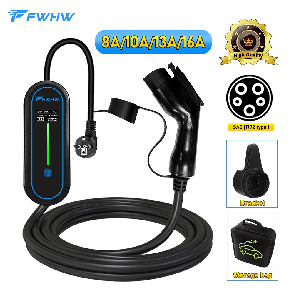 Портативное зарядное устройство FWHW type 1 j1772 EV, зарядное устройство IEC62196 Schuko type 2, зарядная станция для электрического автомобиля
Портативное зарядное устройство FWHW type 1 j1772 EV, зарядное устройство IEC62196 Schuko type 2, зарядная станция для электрического автомобиля