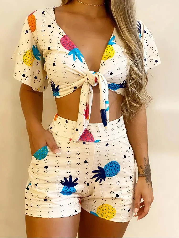 Women's Sexy Fashion Print 2 Piece Set 2022 Summer Club Short Sleeve V Neck Crop Top Shorts Suit Two Piece Sets Womens Outfits
Women's Sexy Fashion Print 2 Piece Set 2022 Summer Club Short Sleeve V Neck Crop Top Shorts Suit Two Piece Sets Womens Outfits