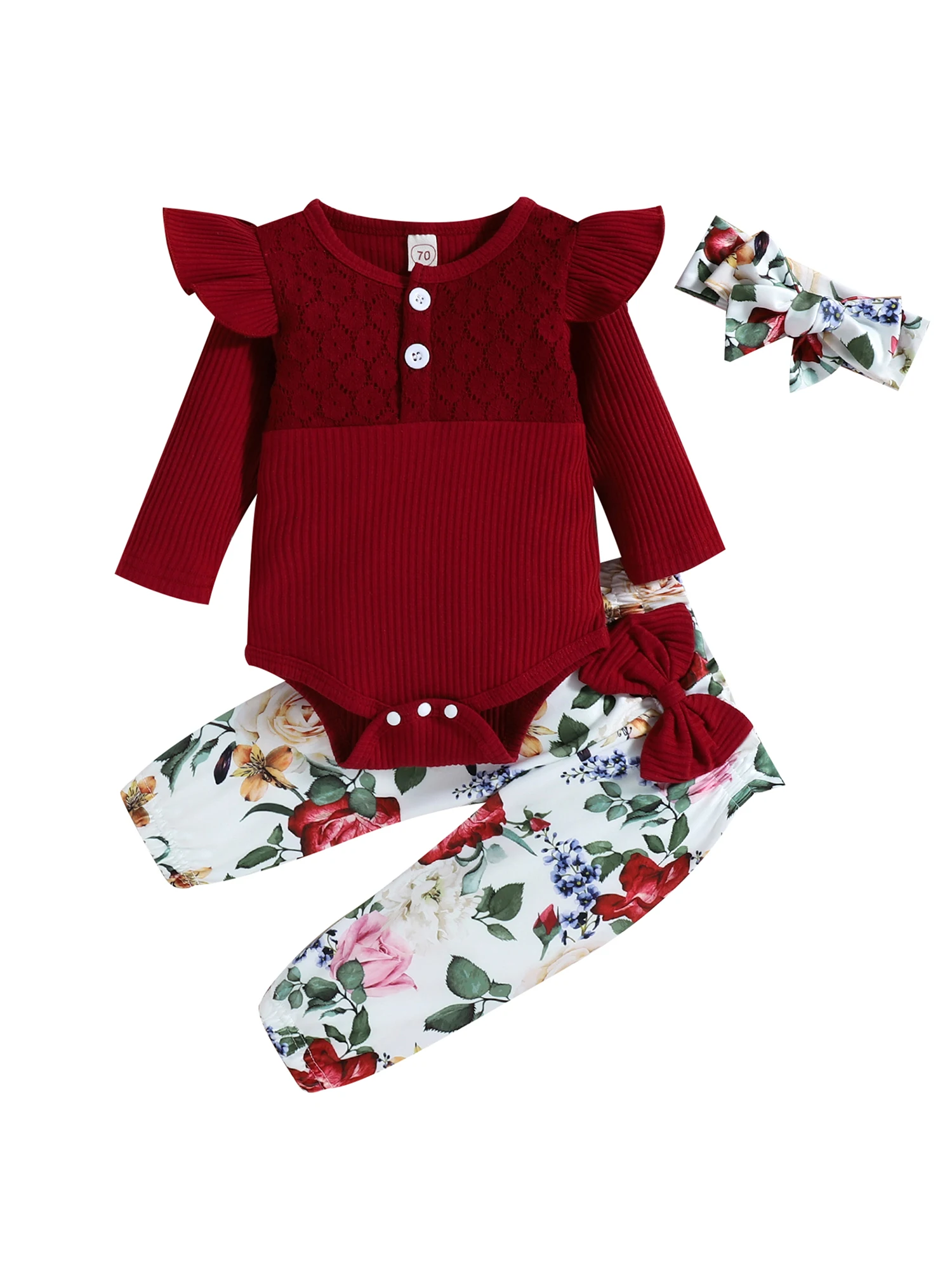 Baby clothes For Girls Romper Set Ribbed Lace Jumpsuit Floral Print Ruffle Trousers Stretch Headband
Baby clothes For Girls Romper Set Ribbed Lace Jumpsuit Floral Print Ruffle Trousers Stretch Headband