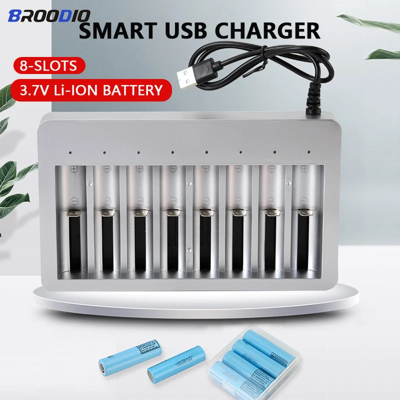 

8-Slots 18650 USB Battery Charger For 3.7V Li-ion 10440 14500 16340 16650 14650 18350 18650 Rechargeable Batteries Smart Charger