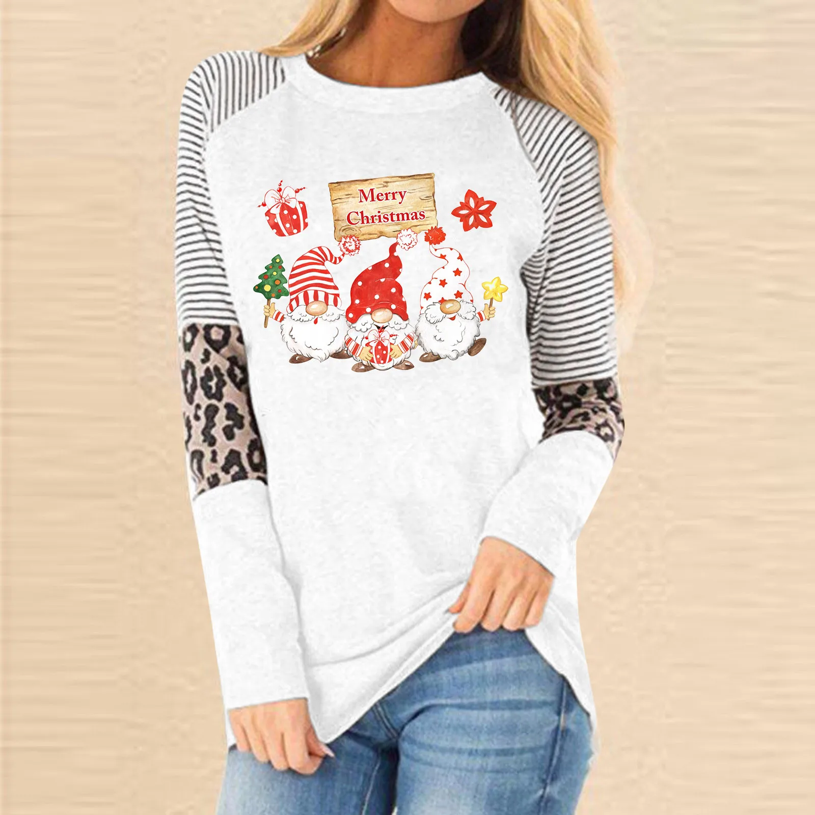 Womens Christmas Print Long Sleeve Raglan Sleeve Leopard Print Colorblock T Shirt Top with Blouse Women Woman S Summer Shirts
Womens Christmas Print Long Sleeve Raglan Sleeve Leopard Print Colorblock T Shirt Top with Blouse Women Woman S Summer Shirts
