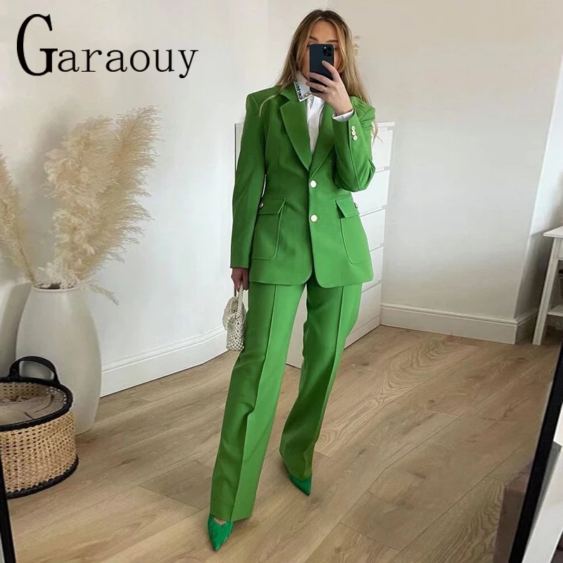 Garaouy2022 Spring Autumn Women Solid Blazer Suits Fashion Office Lady Outfits Metal Single Breasted Jacket+Straight Pants Mujer
Garaouy2022 Spring Autumn Women Solid Blazer Suits Fashion Office Lady Outfits Metal Single Breasted Jacket+Straight Pants Mujer