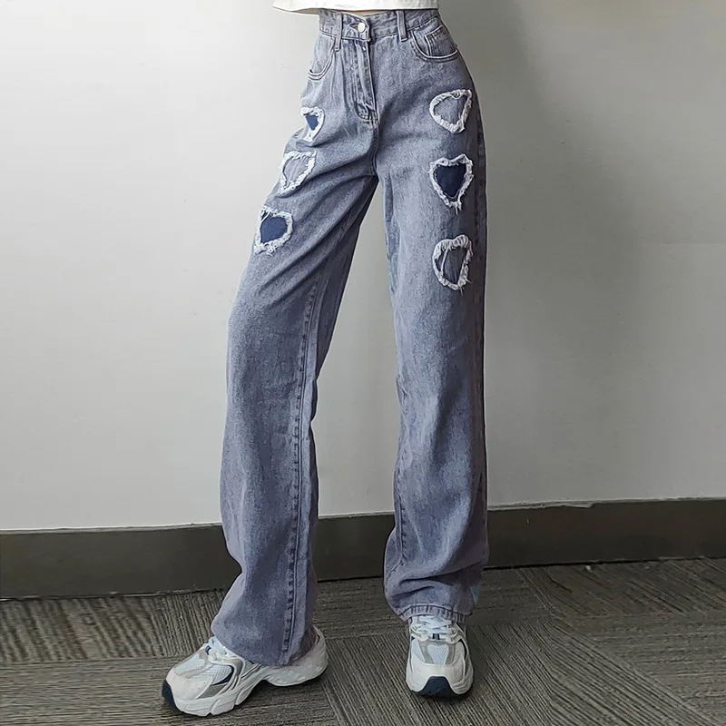 Fashion Y2K Heart-shaped Patch Women Jeans Wide-leg Pants High Waist Casual Streetwear Korean Loose Trend Straight-leg Pants
Fashion Y2K Heart-shaped Patch Women Jeans Wide-leg Pants High Waist Casual Streetwear Korean Loose Trend Straight-leg Pants