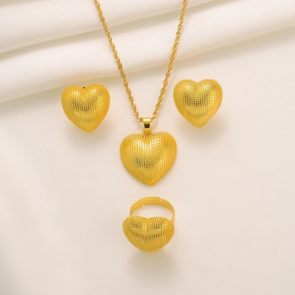 African Jewelry Sets Pendant Necklaces Earrings Women Gold Color heart Chains wedding party gifts PNG
African Jewelry Sets Pendant Necklaces Earrings Women Gold Color heart Chains wedding party gifts PNG