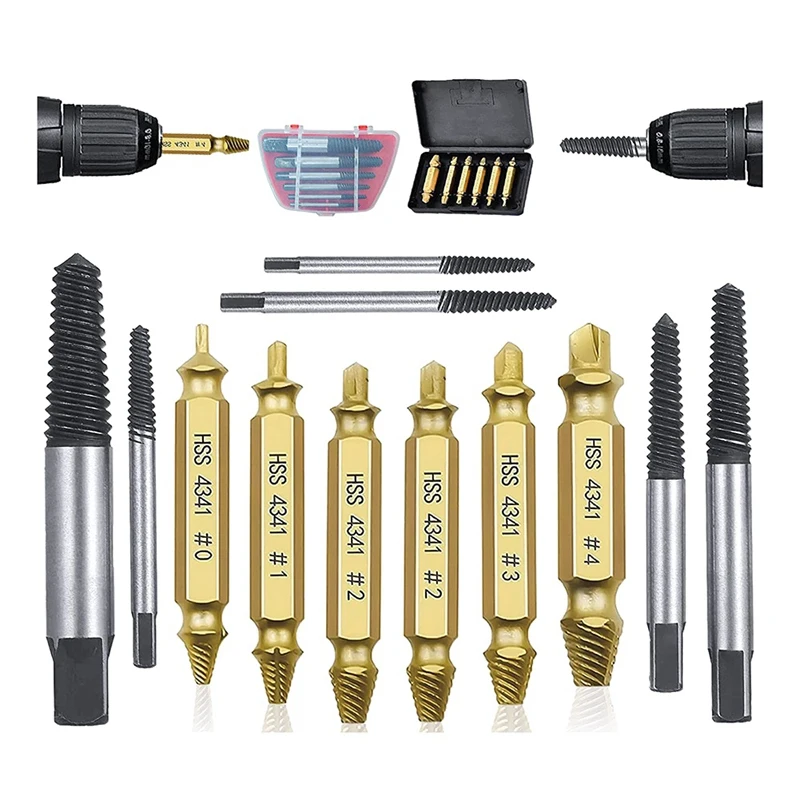 12 PCS Damaged Screw Extractor Set, For Thread Broken Stud, Screw, Bolt, Water Pipe, Easy Take Out
12 PCS Damaged Screw Extractor Set, For Thread Broken Stud, Screw, Bolt, Water Pipe, Easy Take Out