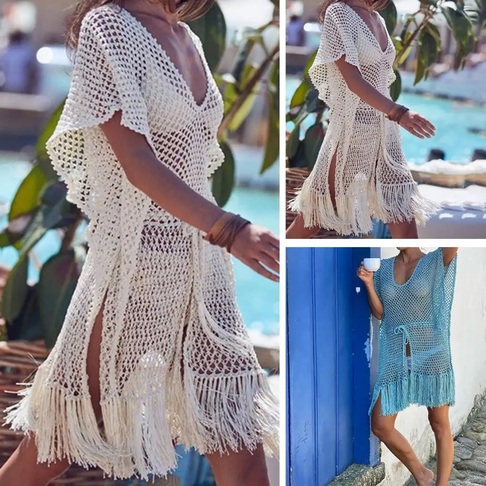 Soft Texture Chic Tassel Dangle Decor Beach Cover Up Dress Washable Beach Cover Up Waist Drawstring for Water Sports
Soft Texture Chic Tassel Dangle Decor Beach Cover Up Dress Washable Beach Cover Up Waist Drawstring for Water Sports