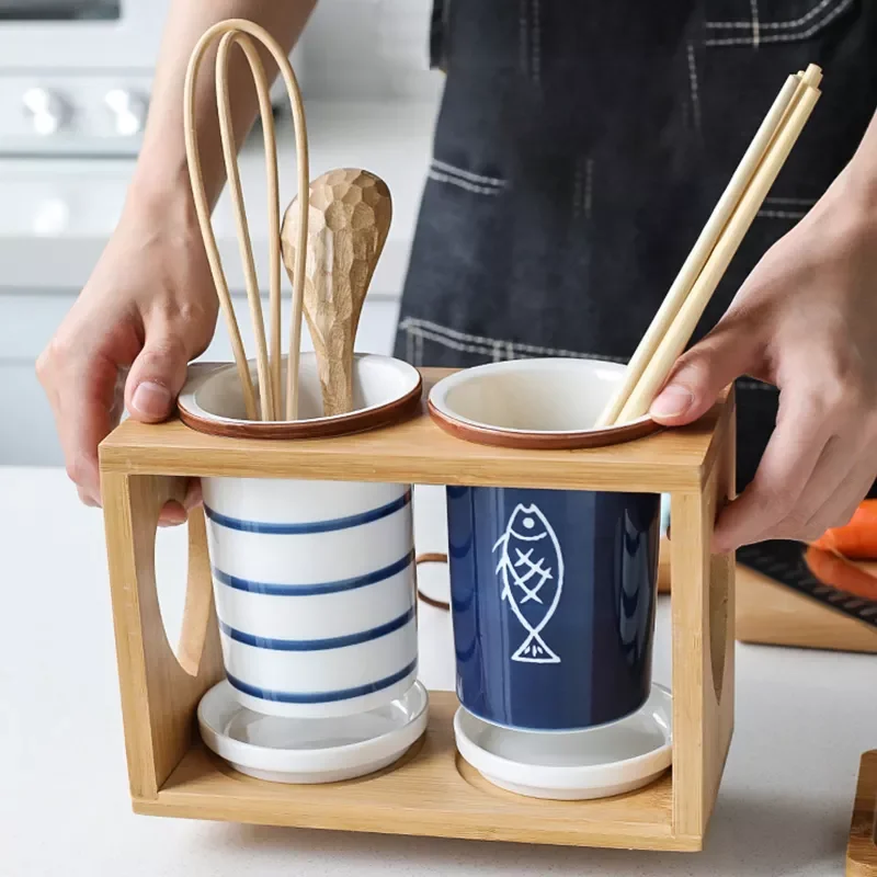 Kitchen Cutlery Organizer Stand Japanese Ceramics Drain Storage Jar Spoon Fork Chopstick Kitchenware Cooking Tool Tray Shelf Box
Kitchen Cutlery Organizer Stand Japanese Ceramics Drain Storage Jar Spoon Fork Chopstick Kitchenware Cooking Tool Tray Shelf Box