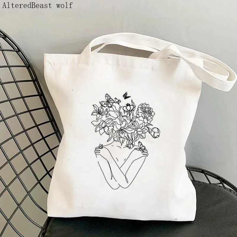 Women Shopper bag Flower Head Art Print Minimal Line Bag Harajuku Shopping Canvas Shopper Bag girl handbag Shoulder Lady Bag
Women Shopper bag Flower Head Art Print Minimal Line Bag Harajuku Shopping Canvas Shopper Bag girl handbag Shoulder Lady Bag