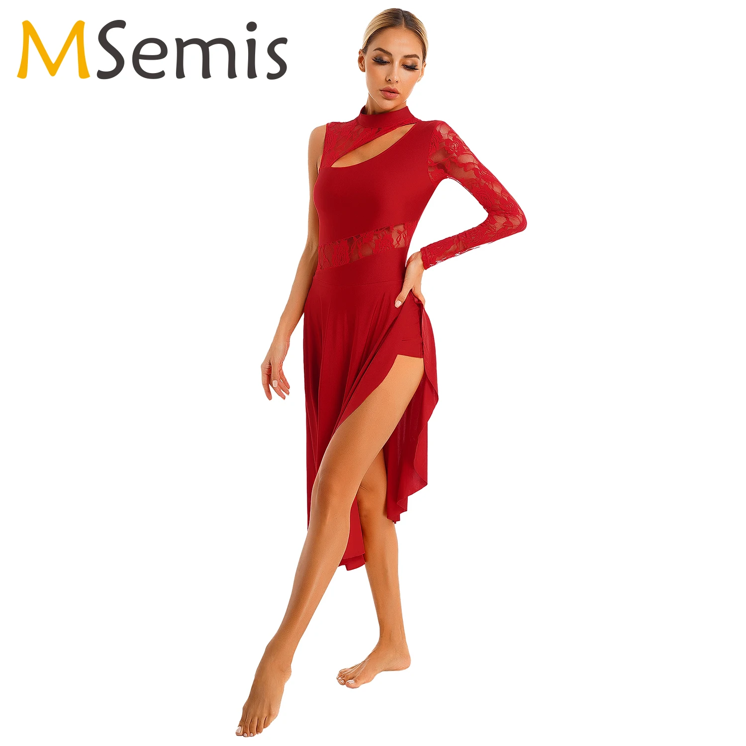 Womens Gymnastics Leotard Ballet Dance Dress Dancewear One Shoulder Long Sleeve Side Split Lace Figure Ice Skating Stage Costume
Womens Gymnastics Leotard Ballet Dance Dress Dancewear One Shoulder Long Sleeve Side Split Lace Figure Ice Skating Stage Costume