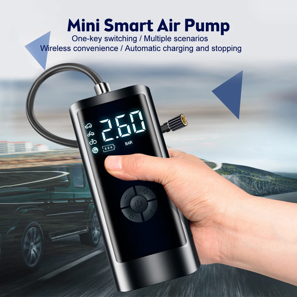 6000mAh Portable Car Tire Inflator Pump 260PSI Electric Wireless Digital Air Pump for Motorcycle Bicycle Tyre Air Compressor
6000mAh Portable Car Tire Inflator Pump 260PSI Electric Wireless Digital Air Pump for Motorcycle Bicycle Tyre Air Compressor