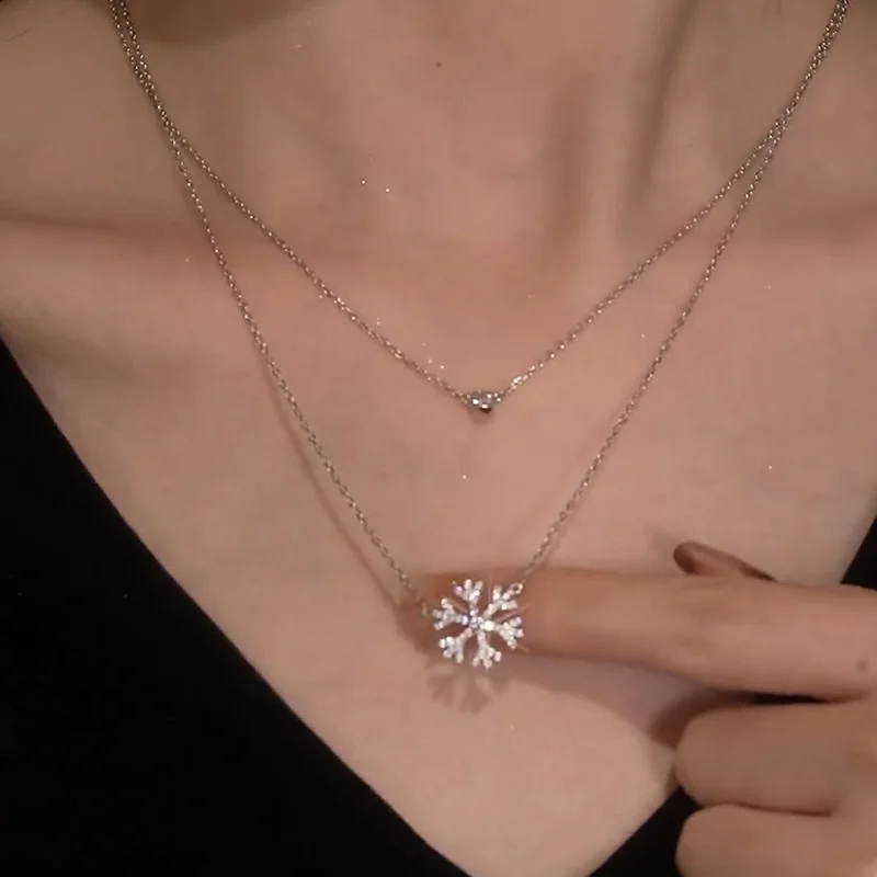 Fashion Silver Shiny Crystal Snowflake Pendant Necklace Exquisite Double Layer Necklace Women Sexy Clavicle Chain Party Jewelry
Fashion Silver Shiny Crystal Snowflake Pendant Necklace Exquisite Double Layer Necklace Women Sexy Clavicle Chain Party Jewelry