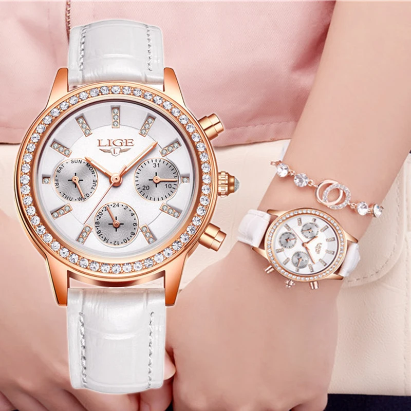 LIGE Luxury Women Watch Top Brand Quartz Wristwatch Elegant Female Leather Band Ladies Diamond Watches Montre Femme Relogio
LIGE Luxury Women Watch Top Brand Quartz Wristwatch Elegant Female Leather Band Ladies Diamond Watches Montre Femme Relogio