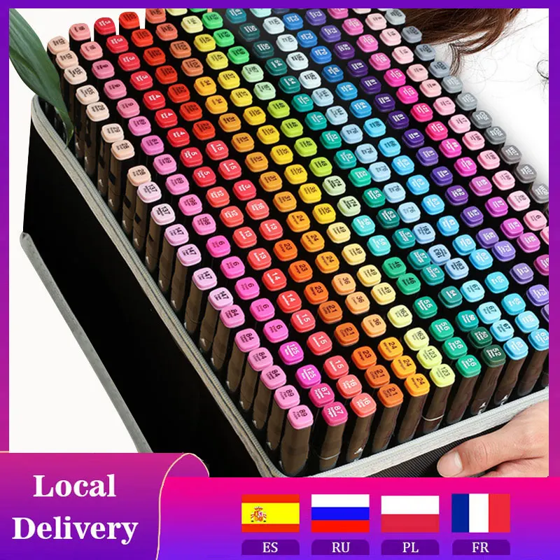 30/80/168/262 Colors Double Headed Marker Pen Set Sketching Oily Tip Alcohol Based Markers for Manga Drawing School Art Supplies
30/80/168/262 Colors Double Headed Marker Pen Set Sketching Oily Tip Alcohol Based Markers for Manga Drawing School Art Supplies