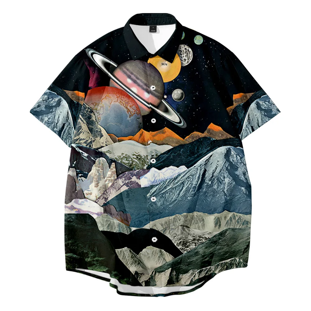 Outer space creative printing Hawaiian style printing summer casual loose short-sleeved shirt Men's
Outer space creative printing Hawaiian style printing summer casual loose short-sleeved shirt Men's