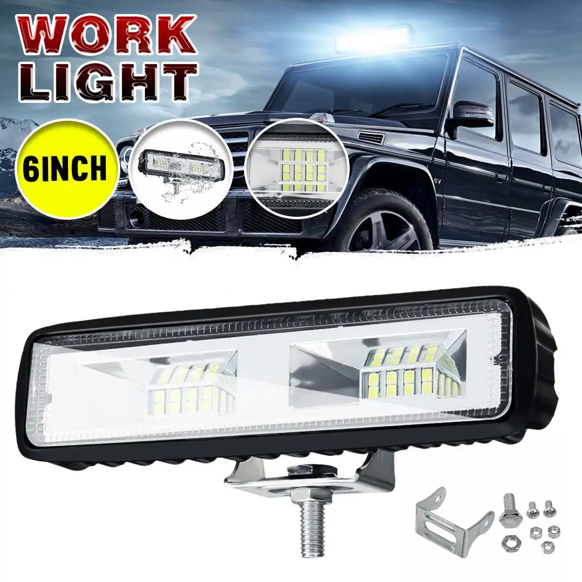 6 inch 12V 48W LED WORK LIGHT BAR Spot Lamp For OFF-ROAD 4WD SUV ATV CAR LAMPS B Overhaul spotlights Car Accessories
6 inch 12V 48W LED WORK LIGHT BAR Spot Lamp For OFF-ROAD 4WD SUV ATV CAR LAMPS B Overhaul spotlights Car Accessories