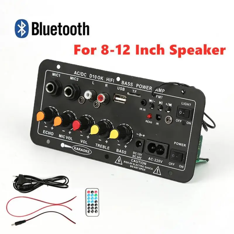 Digital Bluetooth-compatible Stereo Amplifier Board 220V Subwoofer Dual Microphone Karaoke Amplifiers For 8-12″ Speaker 12/24V
Digital Bluetooth-compatible Stereo Amplifier Board 220V Subwoofer Dual Microphone Karaoke Amplifiers For 8-12″ Speaker 12/24V