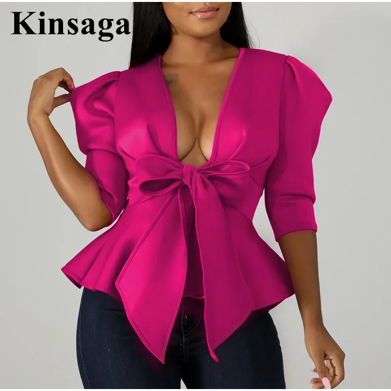 Fashion Puff Sleeve Ruffles Hem Peplum Blouse 2XL High Street Sexy Deep V Neck Bow Belt Party Club Tops White Shirts Blusas
Fashion Puff Sleeve Ruffles Hem Peplum Blouse 2XL High Street Sexy Deep V Neck Bow Belt Party Club Tops White Shirts Blusas