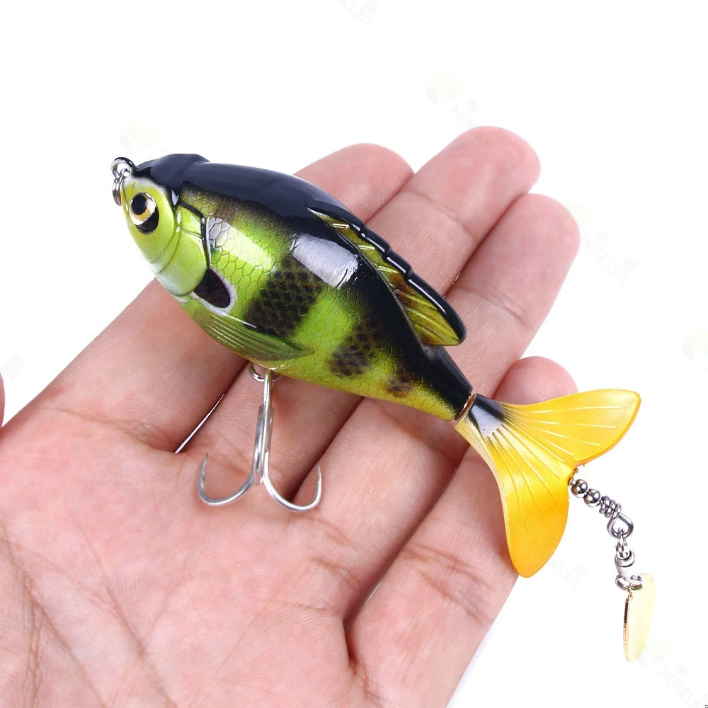 

1pcs Rotate Tail Popper Lure 9.5cm 16.6g Topwater Wobble Fishing Lures Lifelike Artificial Hard Bait Bass Pike Fishing Tackle