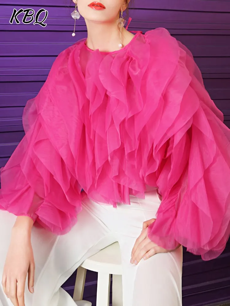 KBQ Layered Ruffle Hem Solid Blouses For Women Round Neck Long Sleeve Spliced Lace Up Streetwear Crop Tops Female Fashion New
KBQ Layered Ruffle Hem Solid Blouses For Women Round Neck Long Sleeve Spliced Lace Up Streetwear Crop Tops Female Fashion New