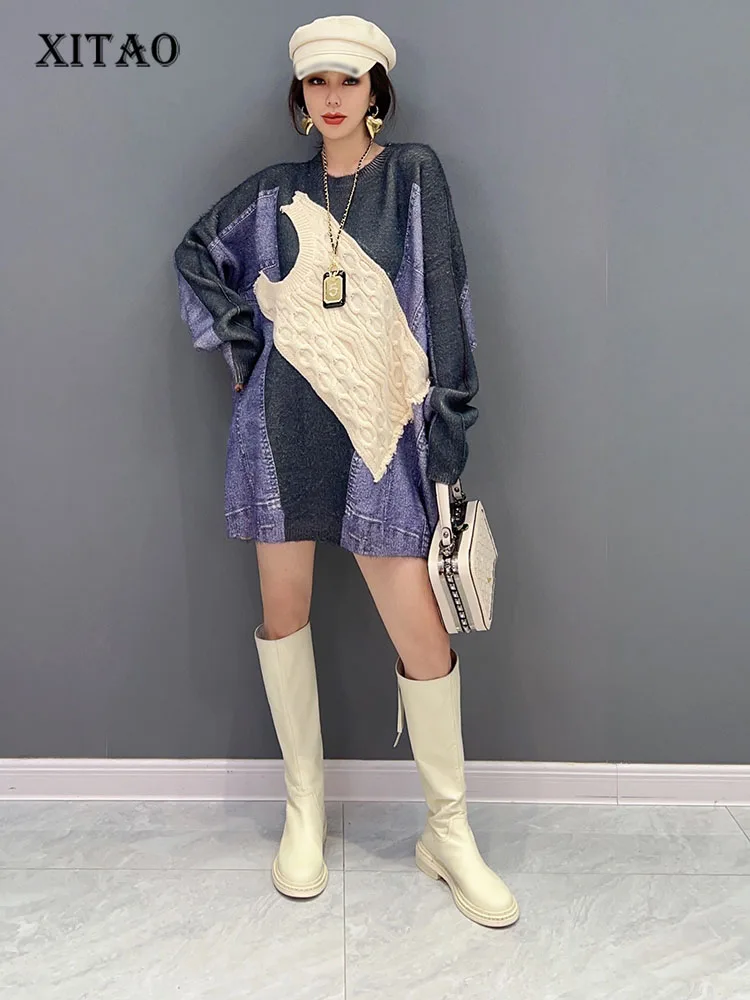 XITAO Patchwork Knitting O-neck Loose Pullovers 2022 Winter New Arrival Casual Fashion Temperament All Match Show Thin SMH1169
XITAO Patchwork Knitting O-neck Loose Pullovers 2022 Winter New Arrival Casual Fashion Temperament All Match Show Thin SMH1169