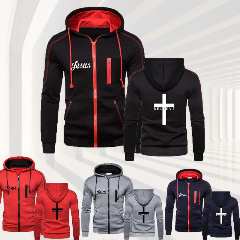 Men's I Believe in Jesus Christ Reversible Print Hoodie Sweatshirt Casual Fleece Hoodie Versatile Top Jacket
Men's I Believe in Jesus Christ Reversible Print Hoodie Sweatshirt Casual Fleece Hoodie Versatile Top Jacket