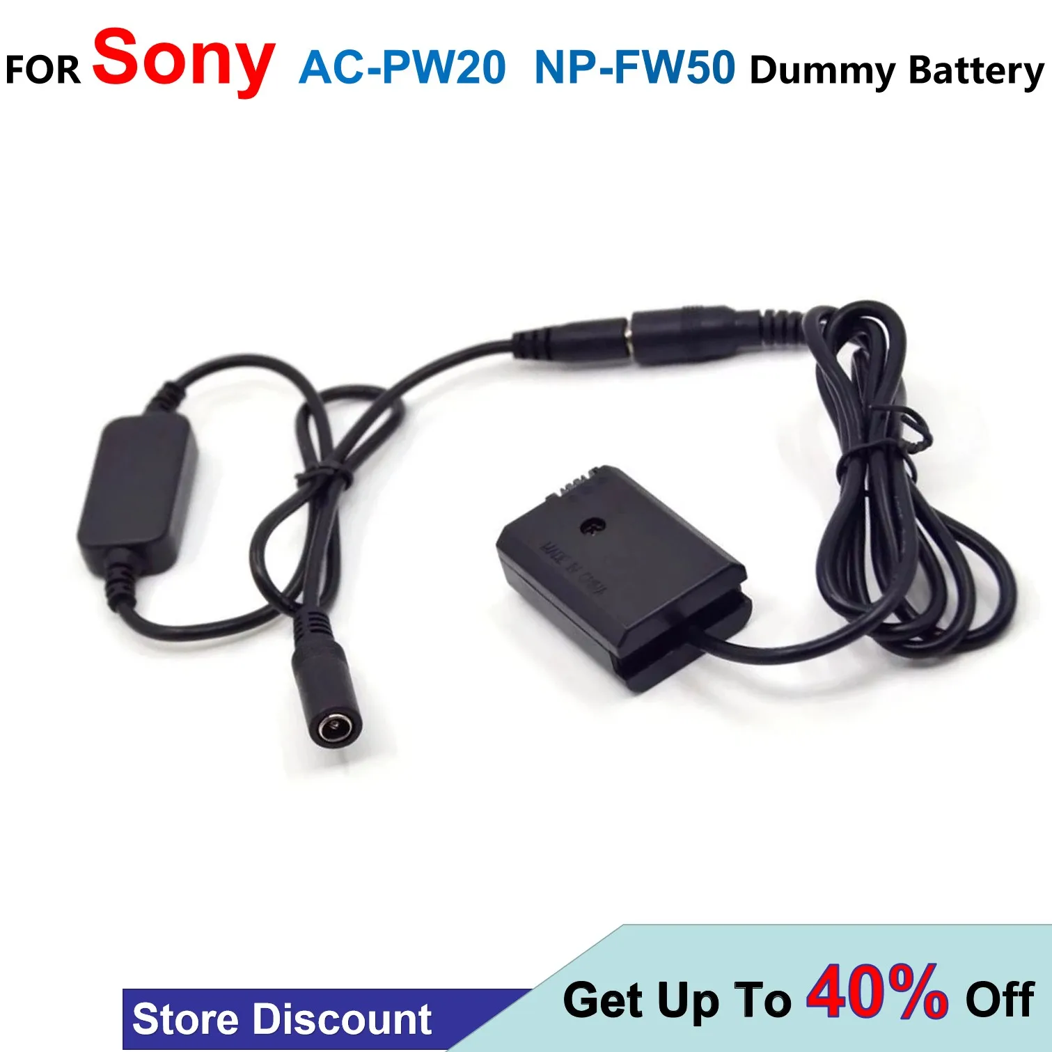 NP-FW50 DC Coupler Dummy Battery+12V-24V Step-Down Power Cable For Sony RX10 a7 II a7RII a7m2 a6000 a6500 A6300 a7000 ZV-E10 
NP-FW50 DC Coupler Dummy Battery+12V-24V Step-Down Power Cable For Sony RX10 a7 II a7RII a7m2 a6000 a6500 A6300 a7000 ZV-E10