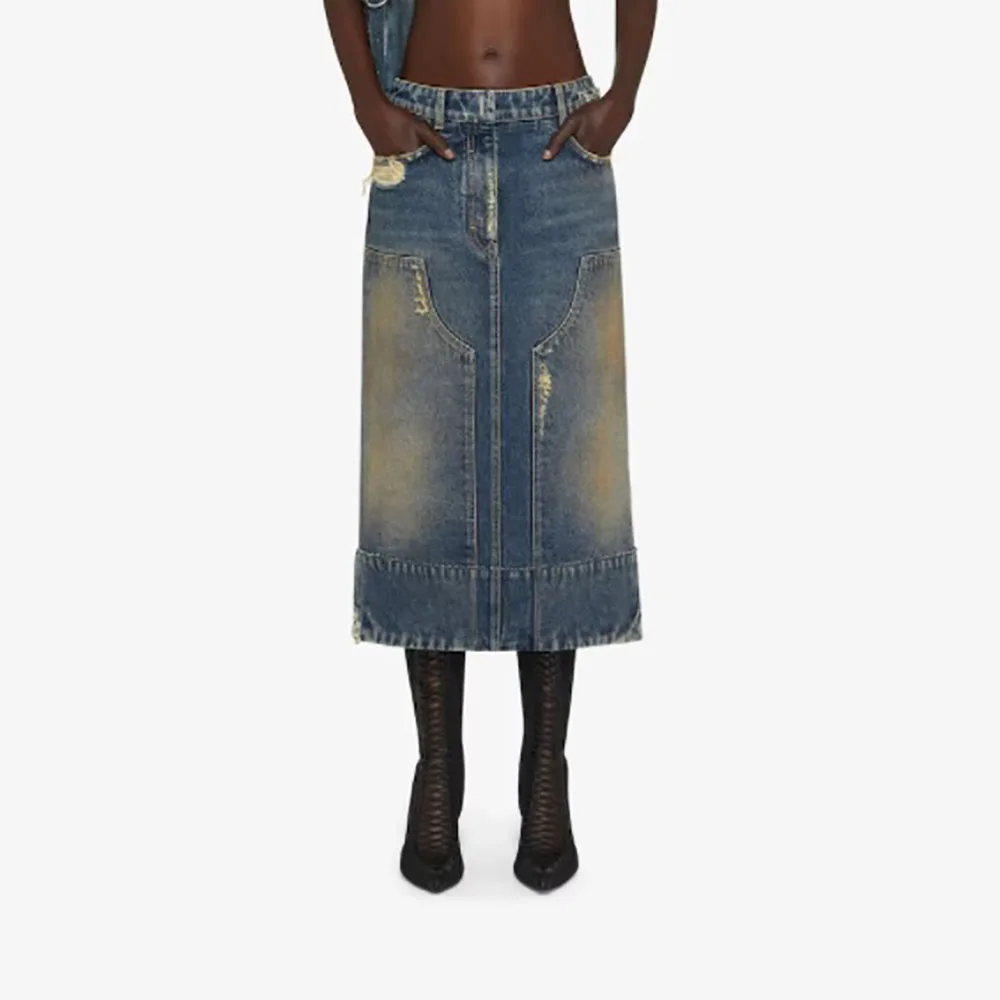 2023 Summer New Women's Denim Skirt Y2k Quilted Washed And Worn Hole Pocket Decoration Casual Hundred Cotton Straight Skirt
2023 Summer New Women's Denim Skirt Y2k Quilted Washed And Worn Hole Pocket Decoration Casual Hundred Cotton Straight Skirt